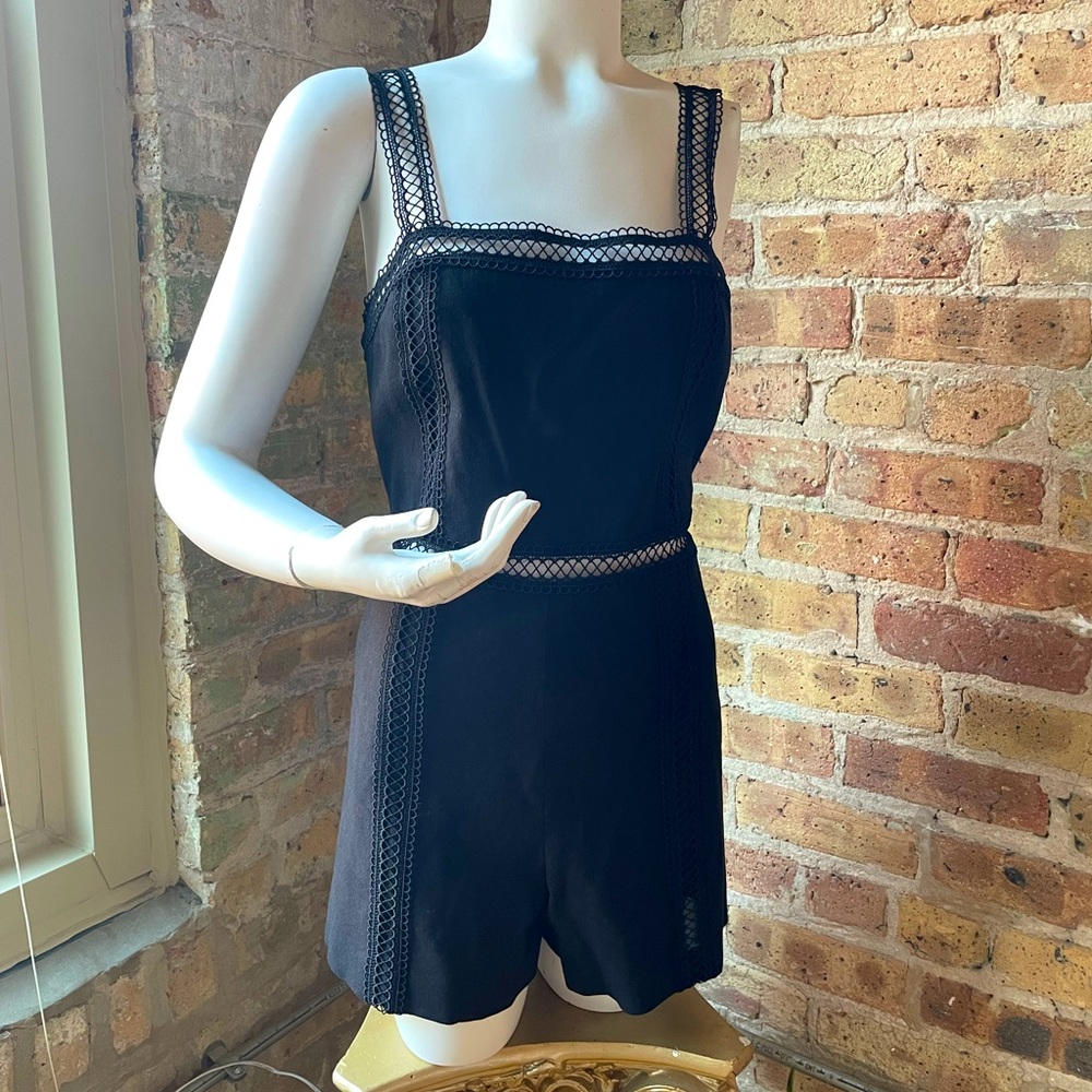 Alice + Olivia Black Romper with Lace Detail NWT